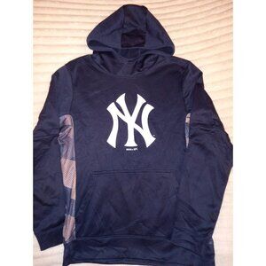 MLB New York Yankees Hoodie Sweater Boys Size 14/16 Navy Blue White Logo